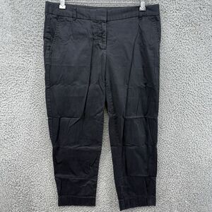 J Crew Stretch Womens‎ Size 2 Black Chino Capri Pants Cotton Slash Pockets Flat